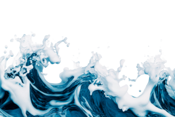 Waves crashing with foam against a transparent background