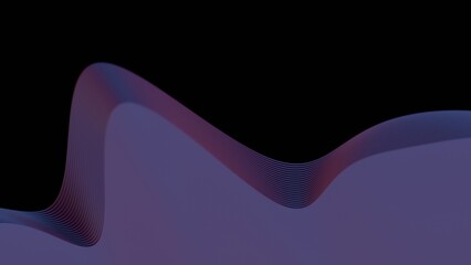 Flowing purple wave lines forming layered curves against a black background, creating a modern and minimal abstract design with fluid motion........