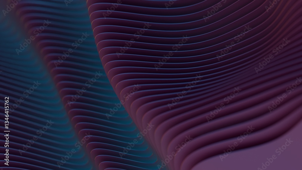 Poster Flowing layered lines in purple and teal create a smooth, modern wave design with fluid curves and gradient transitions, evoking a minimal and futuristic aesthetic........