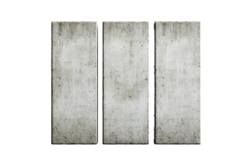 Three rectangular concrete panels with a textured finish