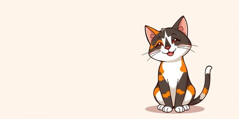 Cute Cartoon Calico Cat Design for Creative Copy Space