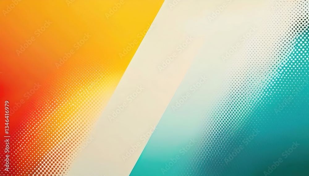 Fototapete gradient halftone abstract background with warm and cool tones, retro pop art style, digital design for modern branding

