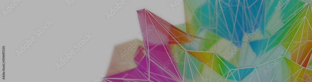 Aufkleber a colorful polygon mesh with pastel tones and wireframe lines, forming a delicate, overlapping geome
