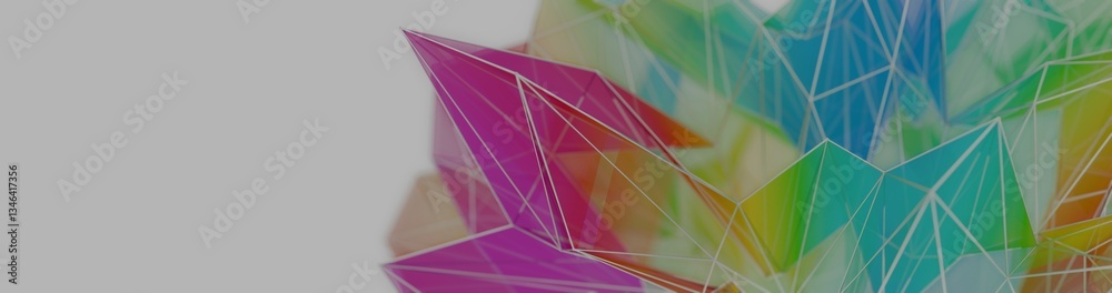 Aufkleber a colorful polygon mesh with pastel tones and wireframe lines, forming a delicate, overlapping geome