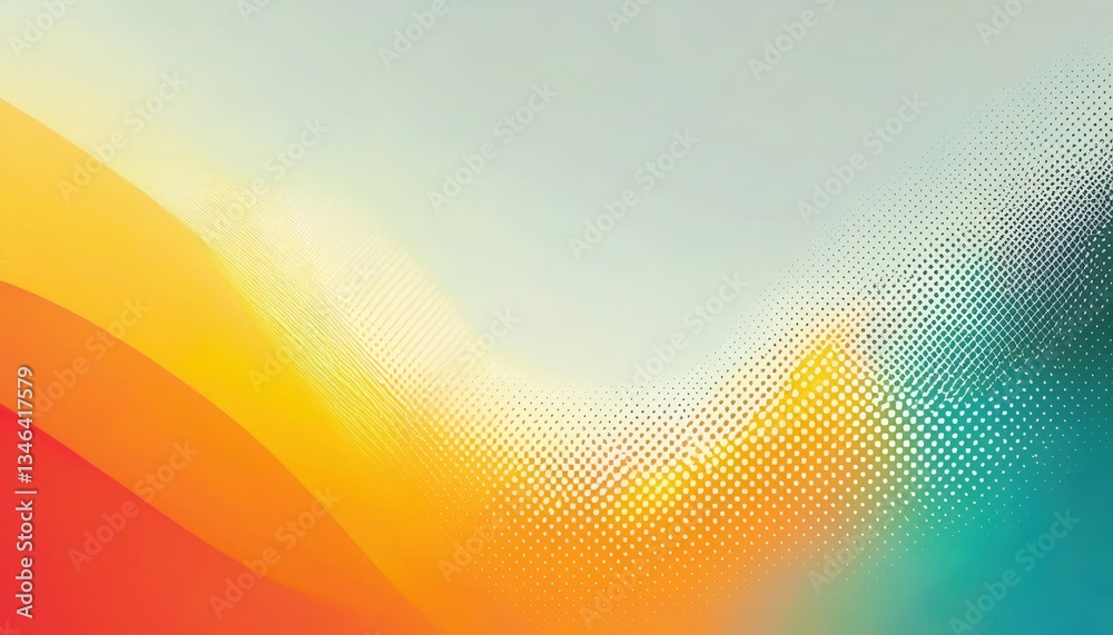 Fototapete gradient halftone abstract background with warm and cool tones, retro pop art style, digital design 