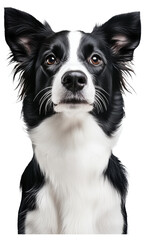 PNG Black and white Border Collie dog looking forward