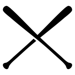 Icono plano silueta de bates beisbol o softball cruzados 