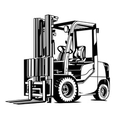 A detailed illustration of a forklift truck, ideal for logistics and warehouse-related applications.