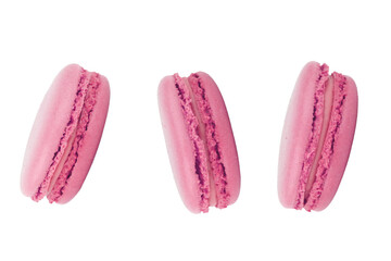 Pink  macaroons stacked on white background