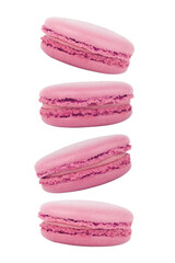 Pink  macaroons stacked on white background
