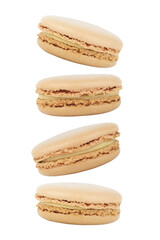 Beige macaroons isolated on white background