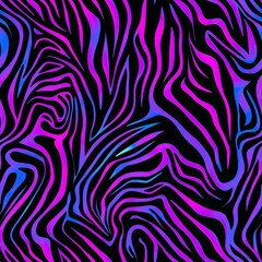 Fototapeta premium Bold Zebra Stripes Glowing Neon Seamless Pattern Design