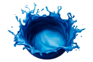 Dynamic blue water splash creating a circular pattern