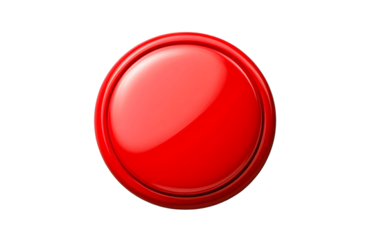 Large red button on a transparent background for various uses
