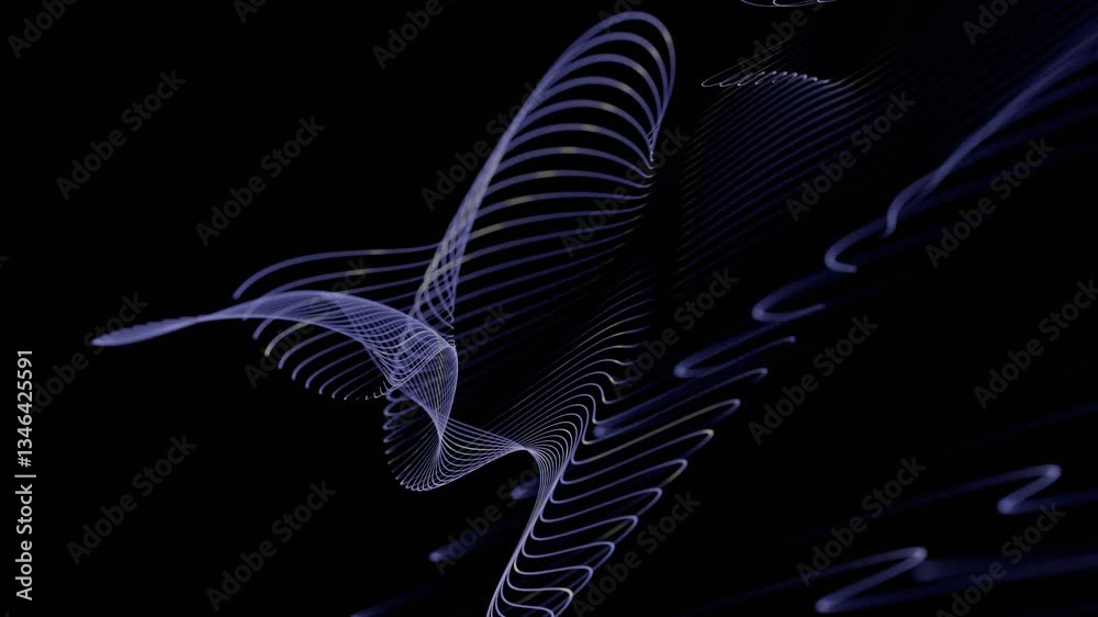 Aufkleber glowing wave-like lines curve across a black background, forming a fluid, abstract design with a sle