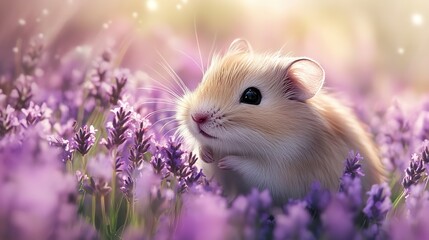 Lavender hamster watercolor illustration lavender clipart