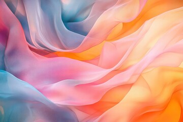 Fototapeta premium Colorful flowing fabric waves creating a soft, dreamy atmosphere with pastel hues in motion