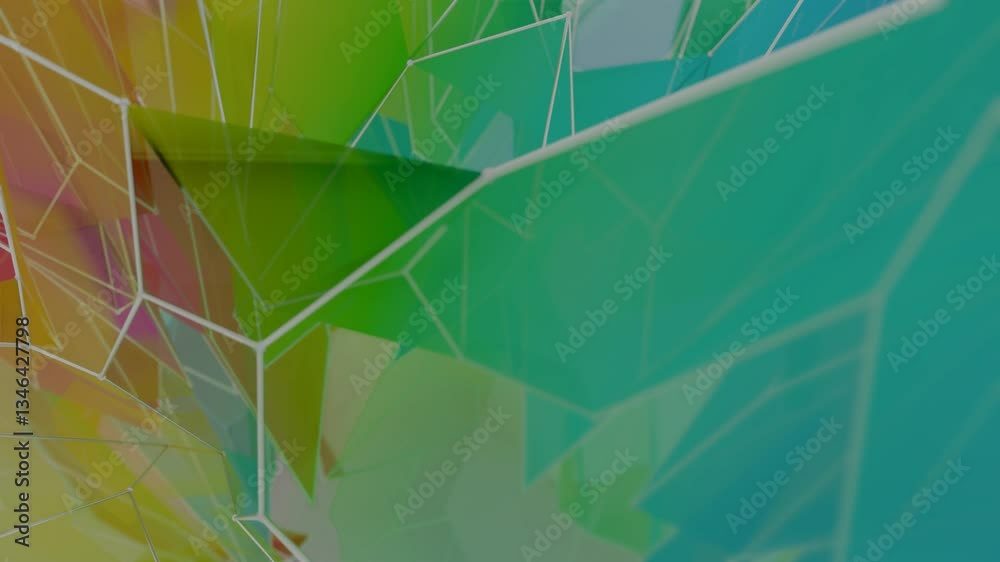 Aufkleber A colorful polygon mesh with pastel tones and wireframe lines, forming a delicate, overlapping geometric composition that creates a modern, futuristic design.