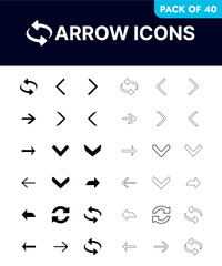 Arrows icon sheet pack of 40 icons.