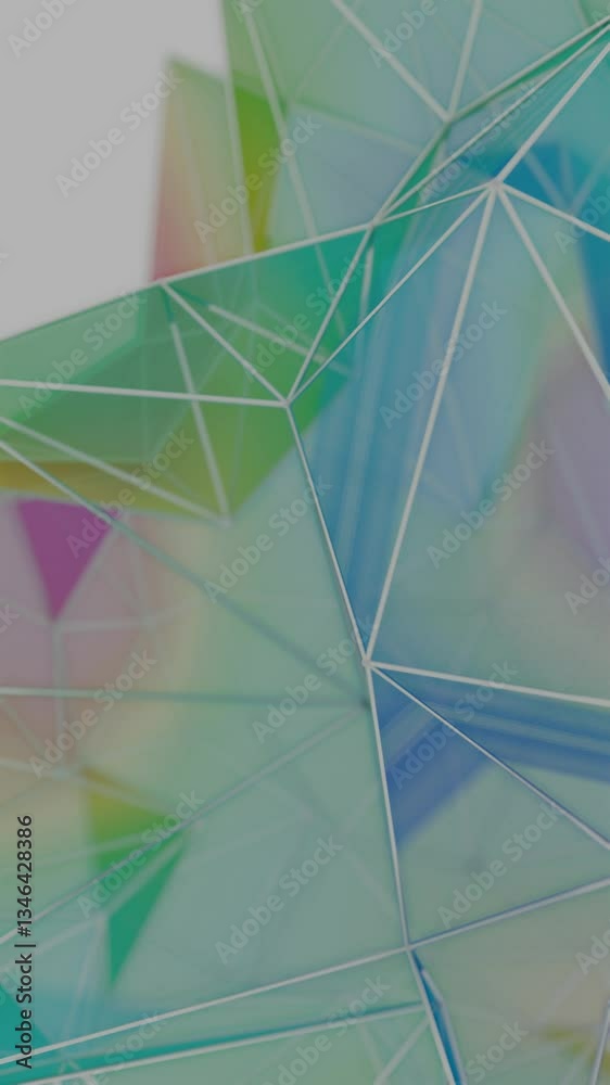 Aufkleber a colorful polygon mesh with pastel tones and wireframe lines, forming a delicate, overlapping geome