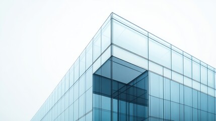 Modern glass office building corner, urban architecture, daylight, exterior