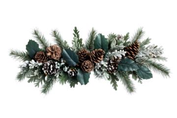 Fresh greenery with pine cones for winter holiday decoration