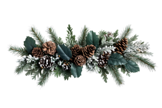 Fresh greenery with pine cones for winter holiday decoration