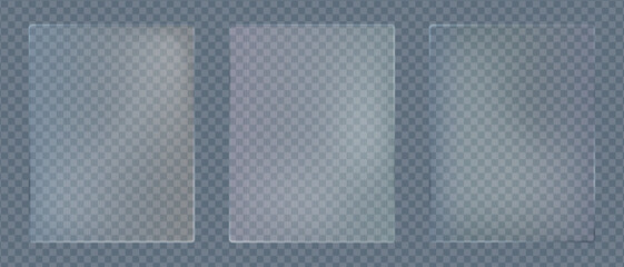 Glass polycarbonate ribbed frame, Corrugated sheet of matte plastic frosted texture, Acrylic rectangular panels, Vector illustration. © Olena