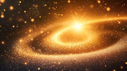 Obraz premium Golden galaxy swirl, cosmic dust, space background, festive design