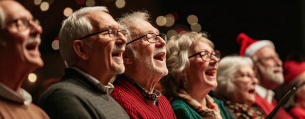 Seniors enjoy singing holiday carols in a festive setting during a community gathering