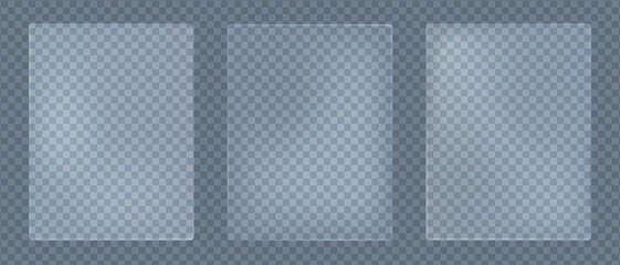 Fototapeta premium Glass polycarbonate ribbed frame, Corrugated sheet of matte plastic frosted texture, Acrylic rectangular panels, Vector illustration.