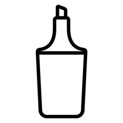 Icono plano resaltador. Silueta de rotulador marcador con líneas 