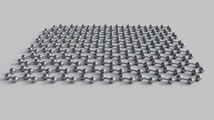Fototapeta premium A close-up, 3D rendering of a graphene structure, showcasing its characteristic hexagonal lattice. 