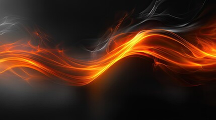 Abstract fiery wave design, dark background, website banner