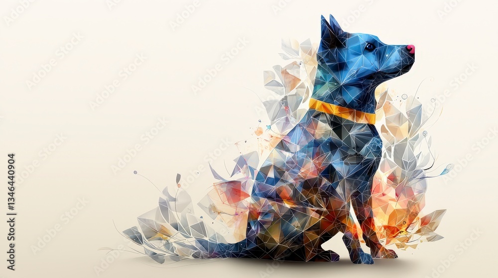 Aufkleber Artistic dog portrait abstract style digital artwork colorful environment side view creative expression