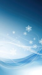 Christmas Blue Background with Snowflakes and Waves