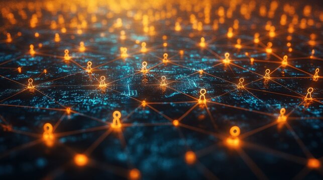 Connected person nodes network as multi-channel marketing strategy diagram. Business Concept and Strategies - Powered by Adobe