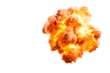 Explosive cloud with fire and smoke on transparent background