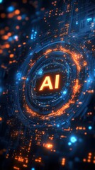 Futuristic AI Technology Blurred Background