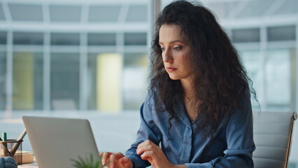 Stressed manager looking mistake in finance report. Closeup late woman working