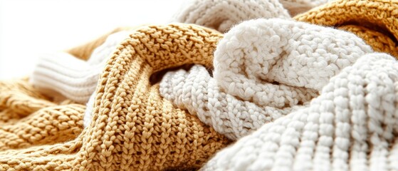 Cozy Knitted Texture in Cream and Mustard Yellow