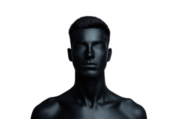 Black matte mannequin on transparent background