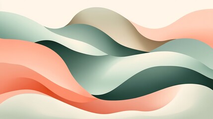 Soft pastel waves gently flow creating a calming abstract design. AI Generated