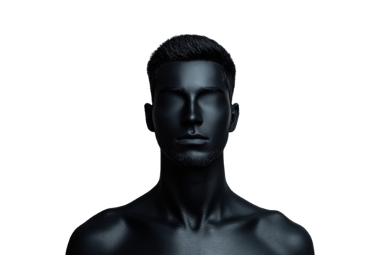 Black matte mannequin on transparent background