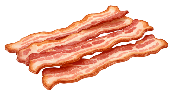 Strips of fried bacon isolated. Generative AI. png