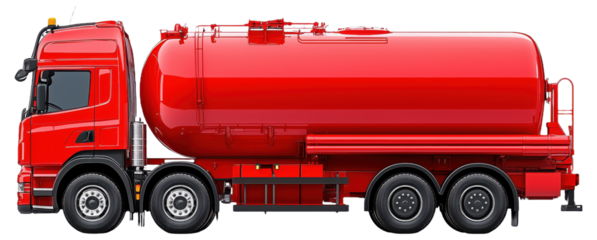 PNG Red tanker truck with multiple wheels