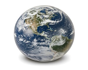 Fototapeta premium A rendered image of the Earth globe isolated on white background