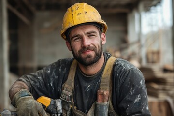 Construction Worker Taking a Break at a Worksite
