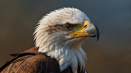 Obraz premium Majestic Bald Eagle Close-up Portrait with Sharp Gaze in Natural Setting