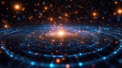 Abstract swirling energy field, cosmic background, digital art, tech concept